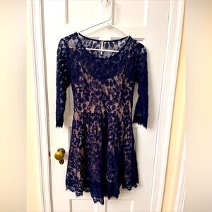 Free People Lace Overlay black dress